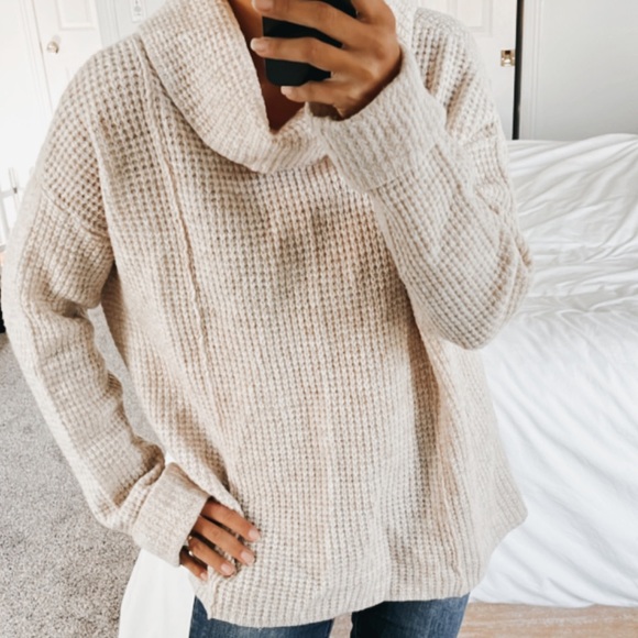 Free People Sweaters - Free People Chunky Waffle Turtleneck